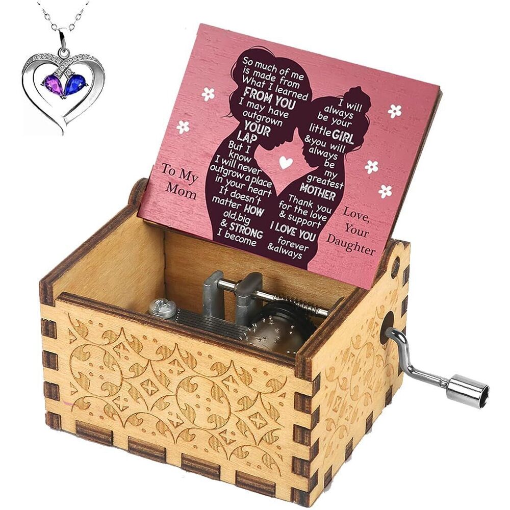 1734 Gifts for Mom Music Box from Daughter to My Mom Hand Crank Engraved